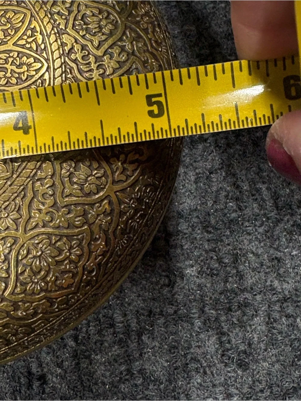 Vintage Ornate Brass Decorative Trinket  Box with Embossed Lid